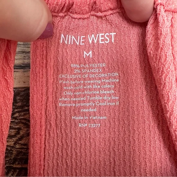 Nine West | Coral/Peach Smocked Halter Neck Top (size M) - Picture 4 of 4